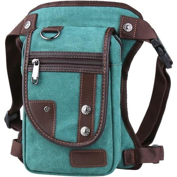 Drop Leg bag Motorcycle Durable Canvas Multi-Pocket Support Max Waistline of 56 - Picture 2 of 7